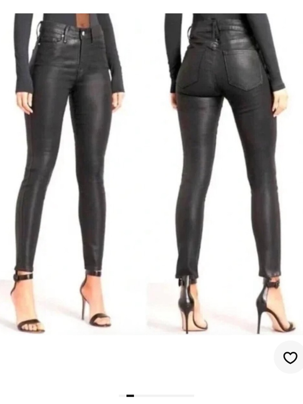 Good American Good Legs Black Coated Skinny Jeans